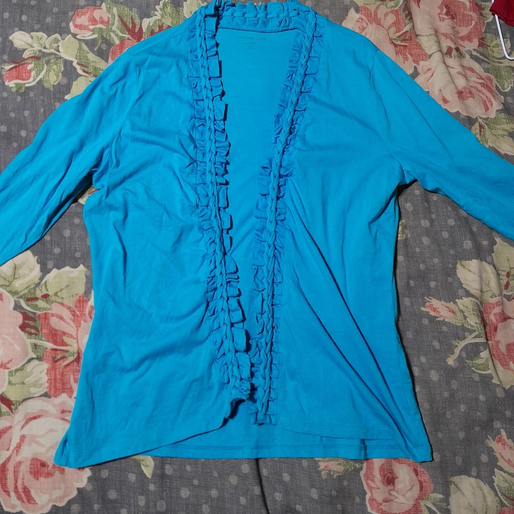 Coldwater Creek Open Front 3/4 Sleeve Cardigan